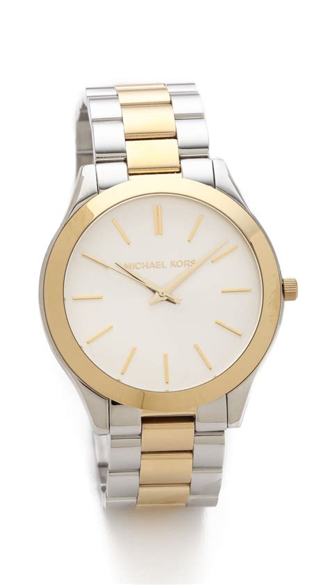 michael kors slim runway female rock watch gold|Michael Kors runway watch silver.